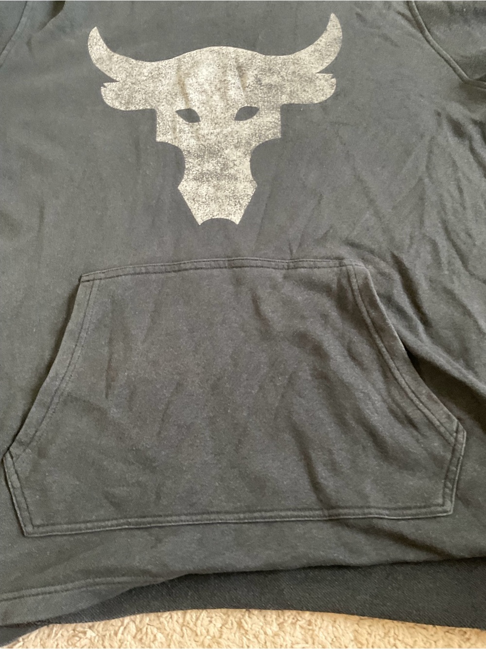 Men’s XL used as is Project Rock Under armour black terry short sleeve hoodie - Picture 3 of 5